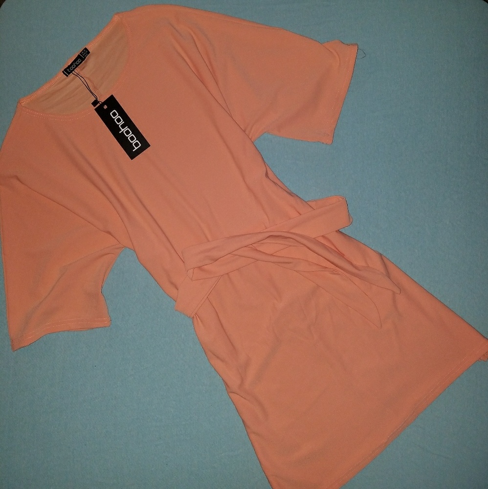 Peach Tie Waist Dress
